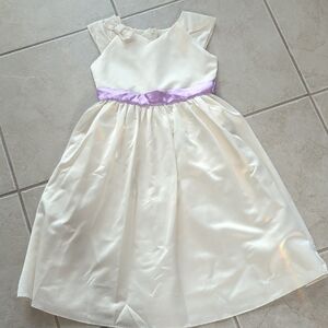 American Girl Cream Dress with Lavender Sash Girls Size 7